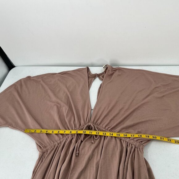 Three Bird Nest XL Pink Soft Stretch Knit Long Sleeve Open Back Boho Mini Dress - Picture 4 of 11